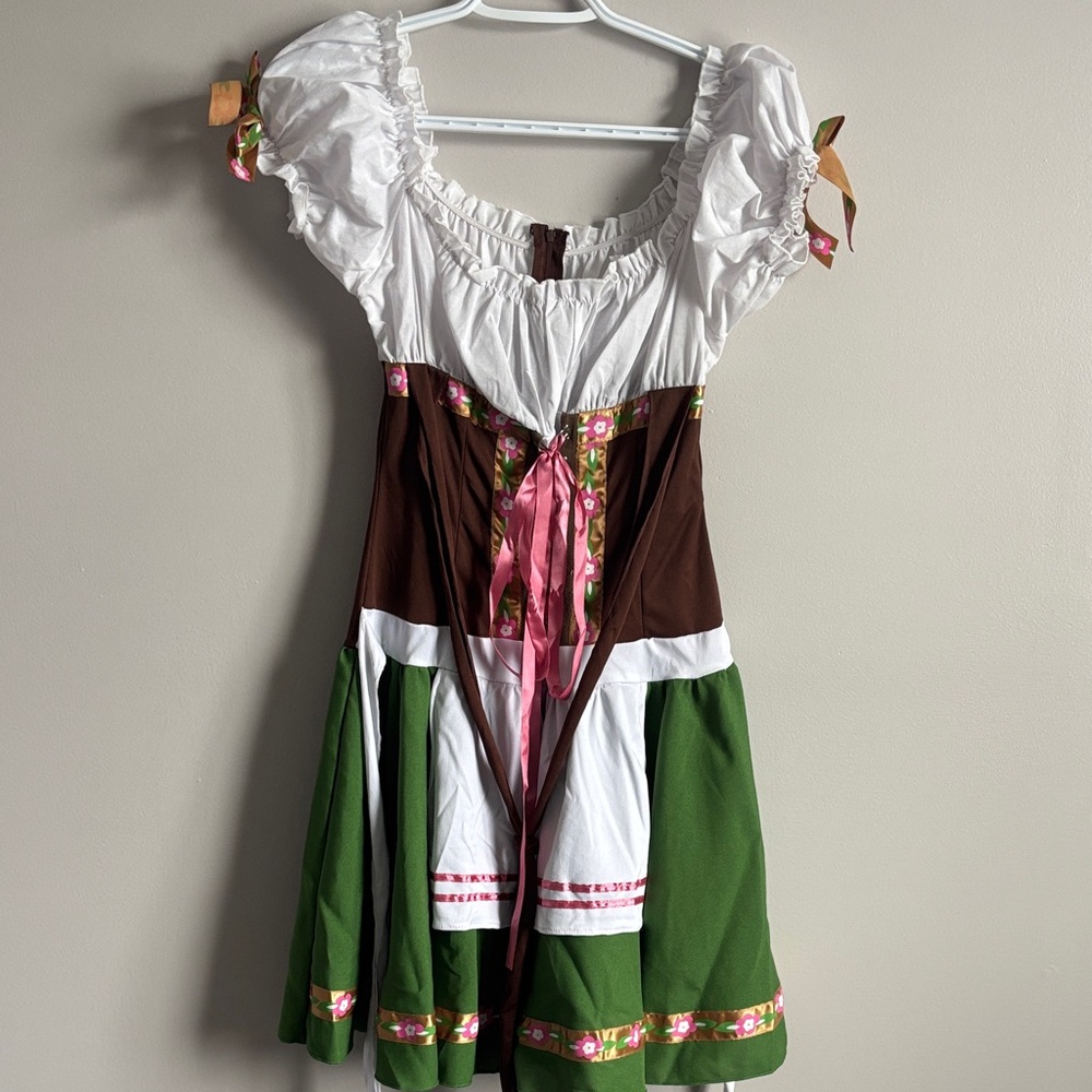 Cute Green and Brown Dirndl Dress Costume
